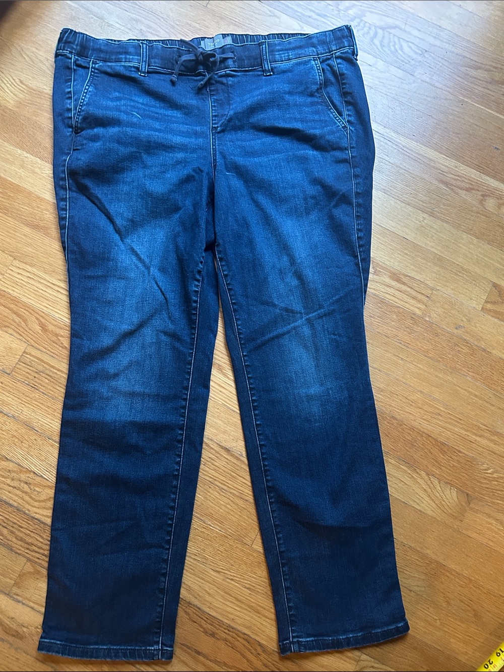 Torrid Dark Indigo Straight Leg Jeans with elastic and tie front waist